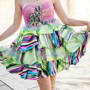 Vibrant Strapless Multicolor Dress
